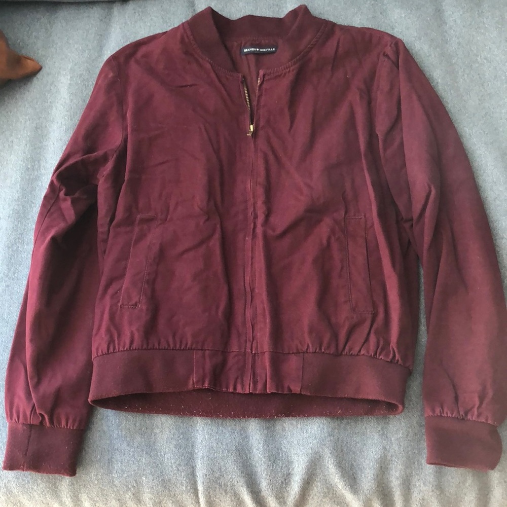 Maroon brandy Melville bomber jacket size O/S